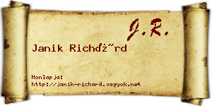 Janik Richárd névjegykártya