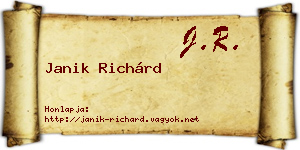 Janik Richárd névjegykártya